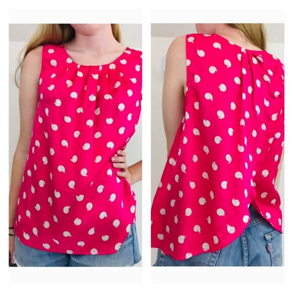 Anthropologie Postmark Pink Snail Print Split Back Silk Sleeveless Top - Picture 1 of 8